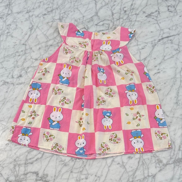 Pink and Cream Bunny Print Dress Girls 5/6Y Dress Women’s XS Top - Picture 6 of 6